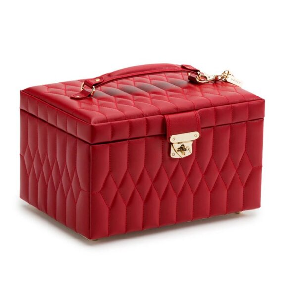 53. WOLF Caroline Medium Jewelry Case Red $505 Like New - Picture 2 of 5